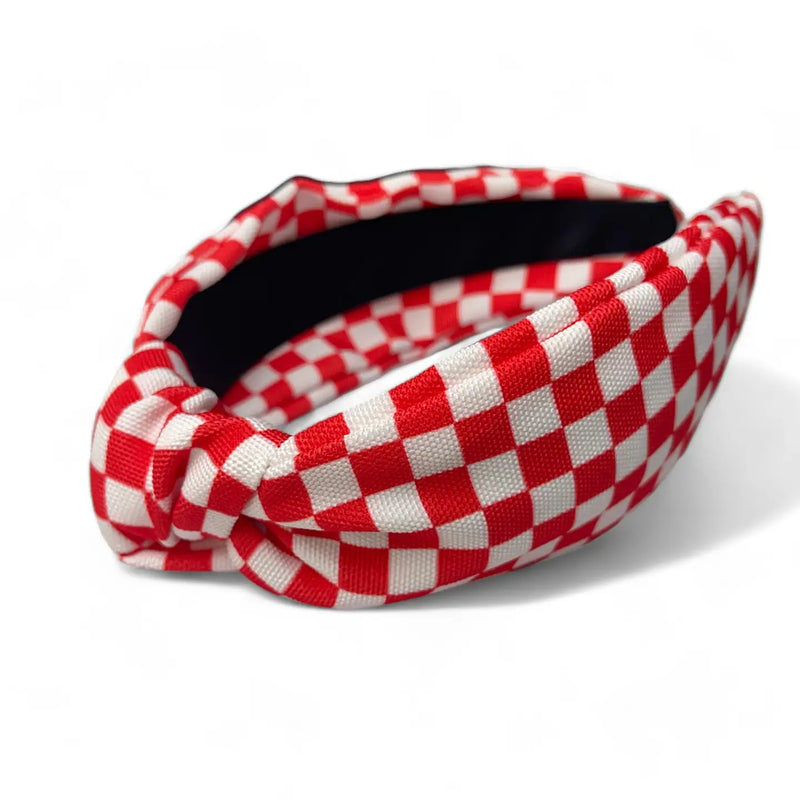 RED + WHITE GINGHAM HEADBAND