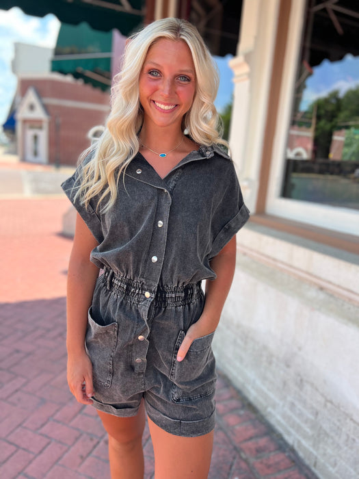 MINERAL WASHED ROMPER- 2 COLORS