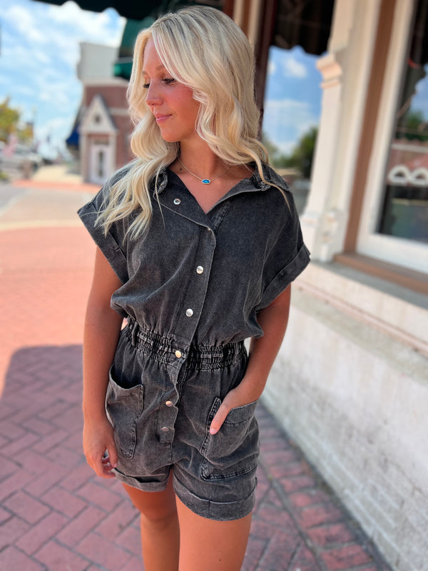 MINERAL WASHED ROMPER- 2 COLORS