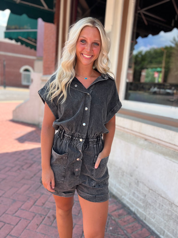 MINERAL WASHED ROMPER- 2 COLORS